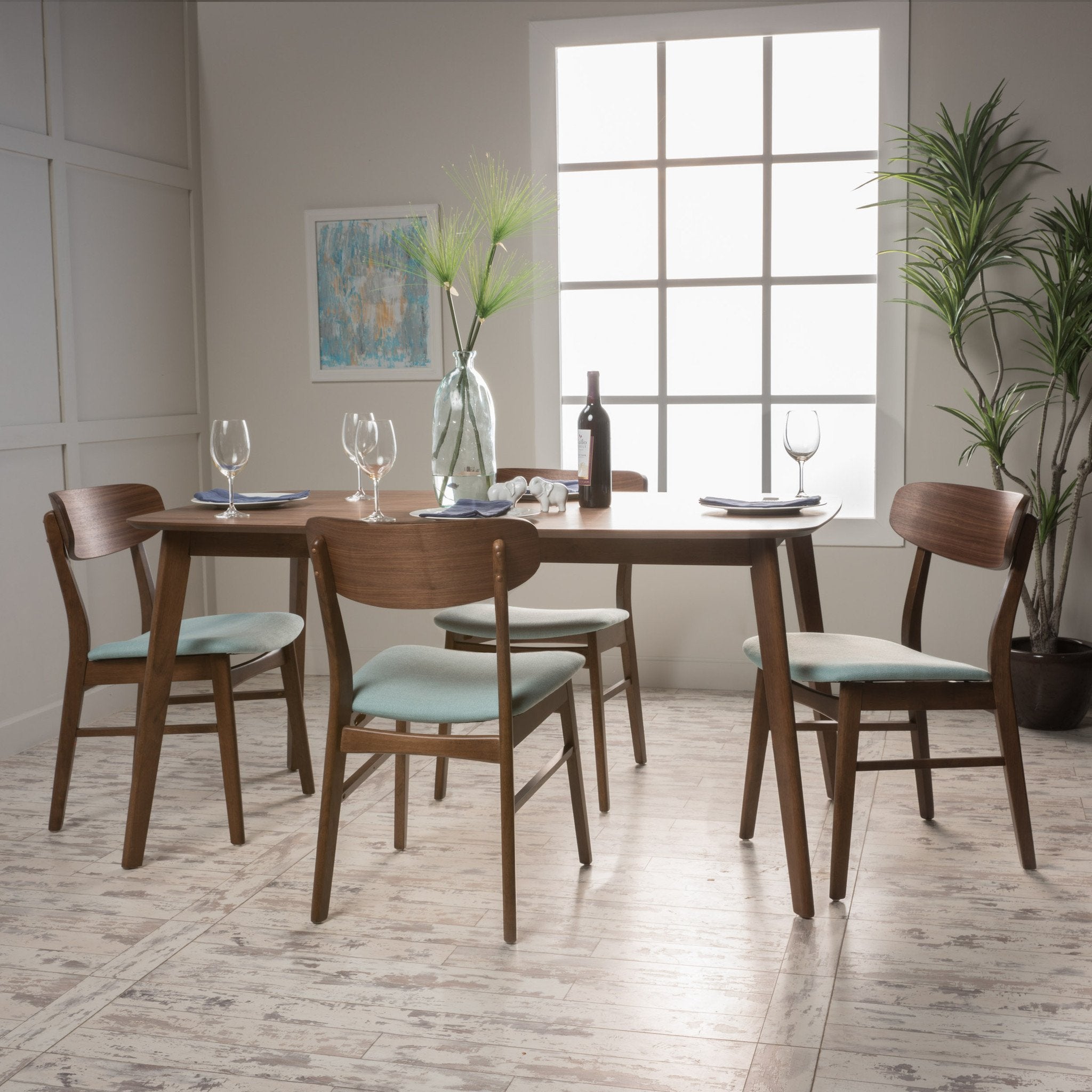 Lucille Mid-Century Modern 5 Piece Dining Set