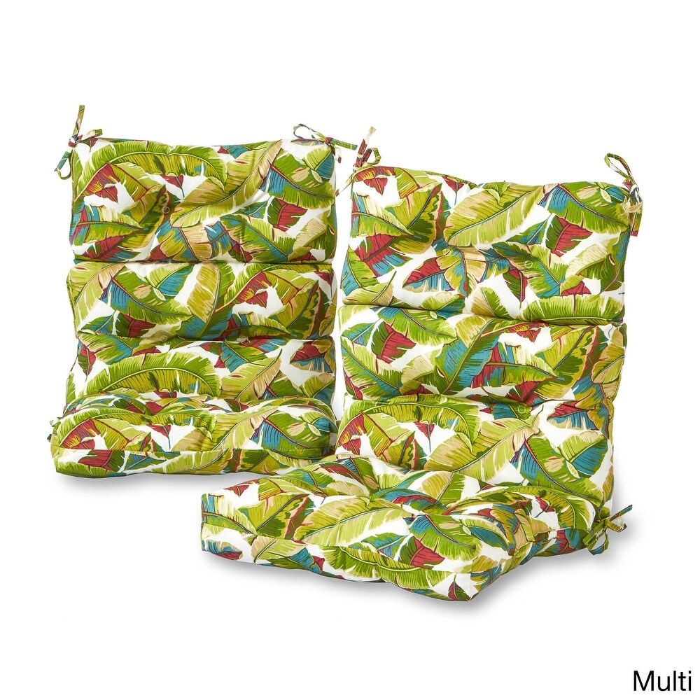 Diggs 3 section 22 inch x 44 inch Outdoor Palm Leaves High Back Chair Cushion (Set of 2) by Havenside Home   44l x 22w