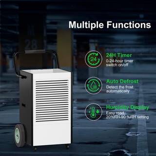 Edendirect 225 pt. 8000 sq.ft. Bucketless Commercial Dehumidifier in White with Drain Hose Hard Case Industrial Dehumidifier WXKJRY20052402