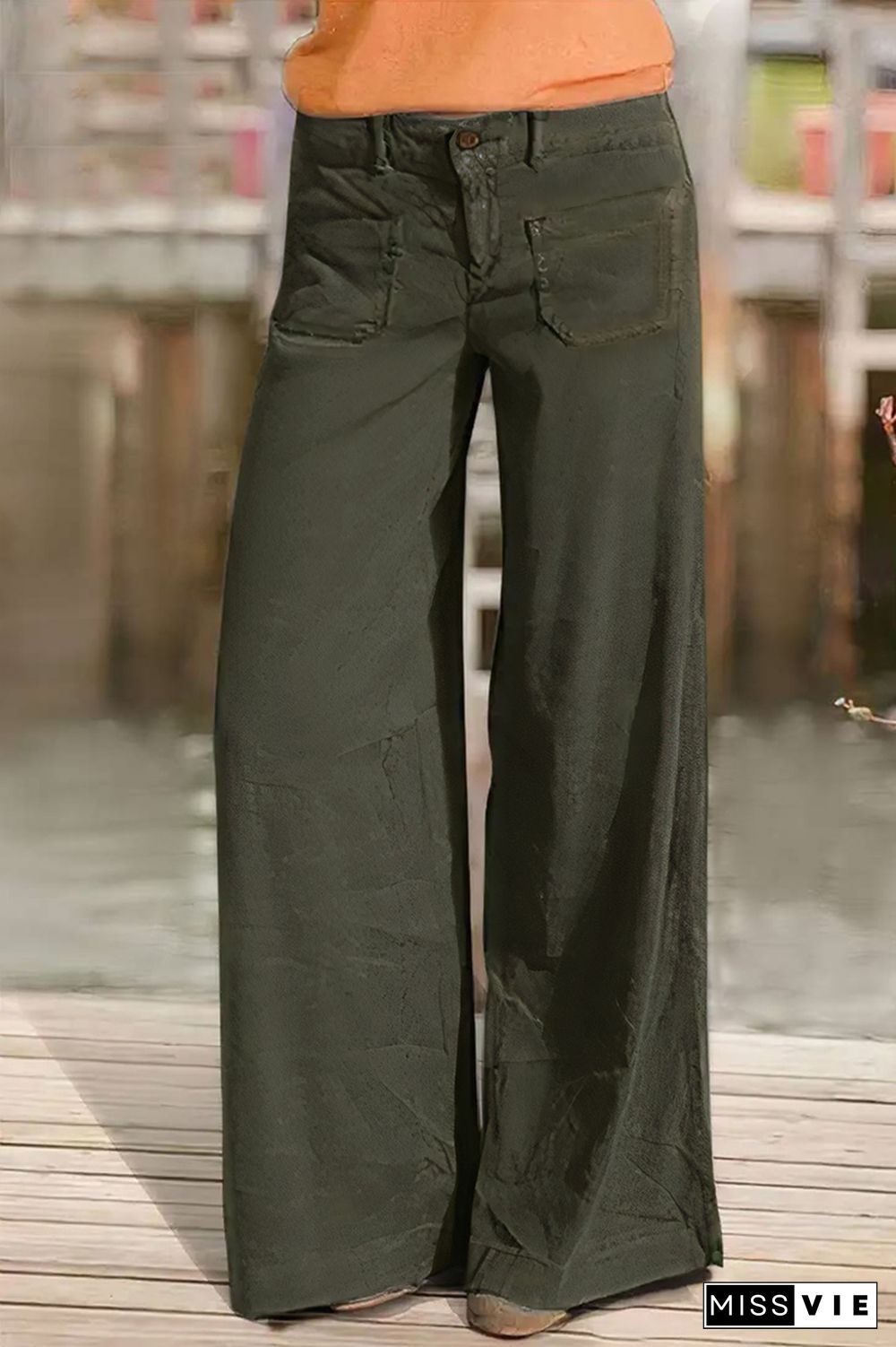 Dual Pocket Front Low Waist Wide Leg Jeans