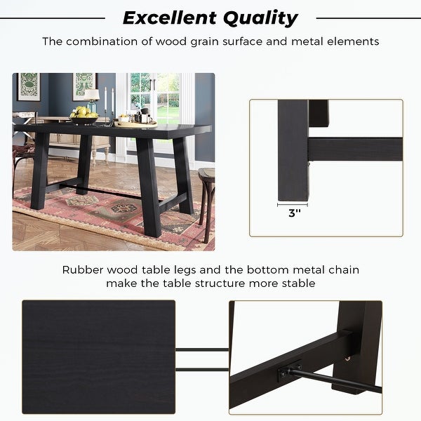 Wood Dining Rectangular Table， Seats up to 6