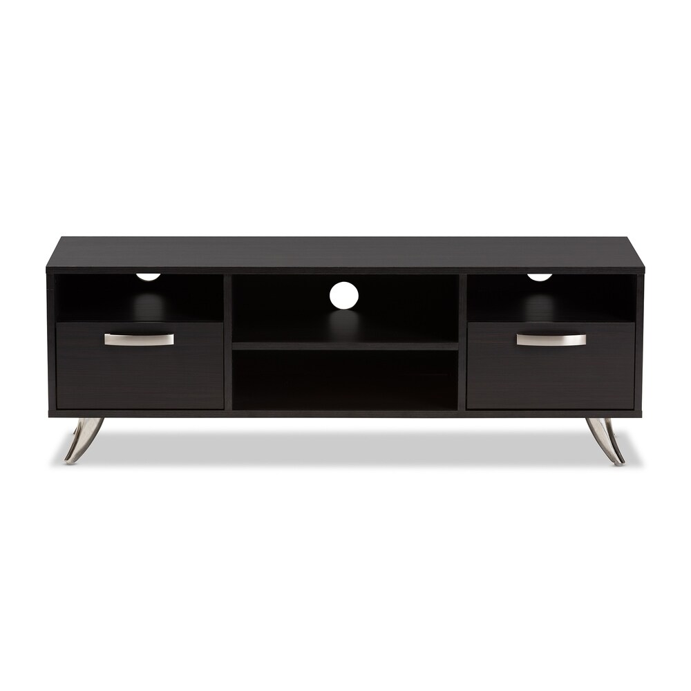 Contemporary Dark Brown Finished Wood TV Stand by Baxton Studio