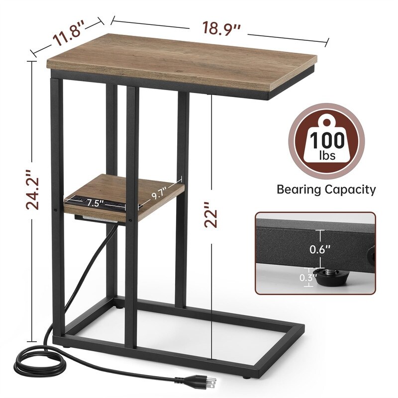 Small Side Tables with USB Ports and Outlets