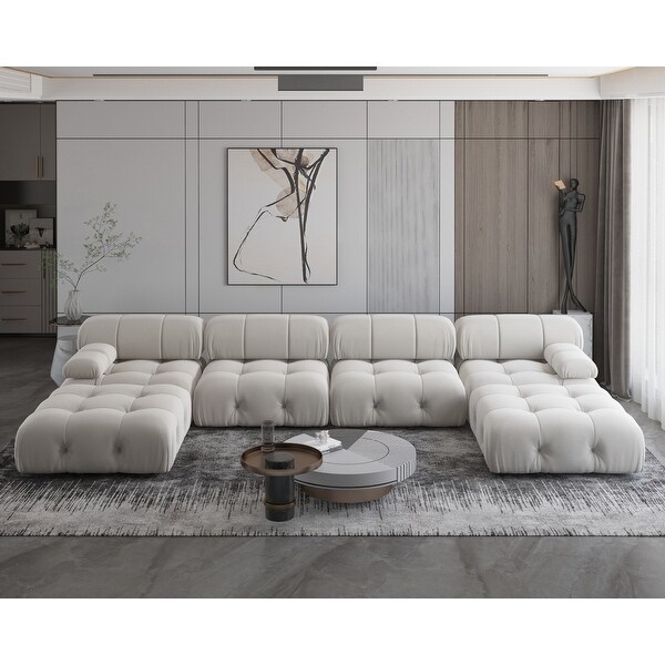 138'' Modern Velvet Upholstery U-shaped Sectional Sofa