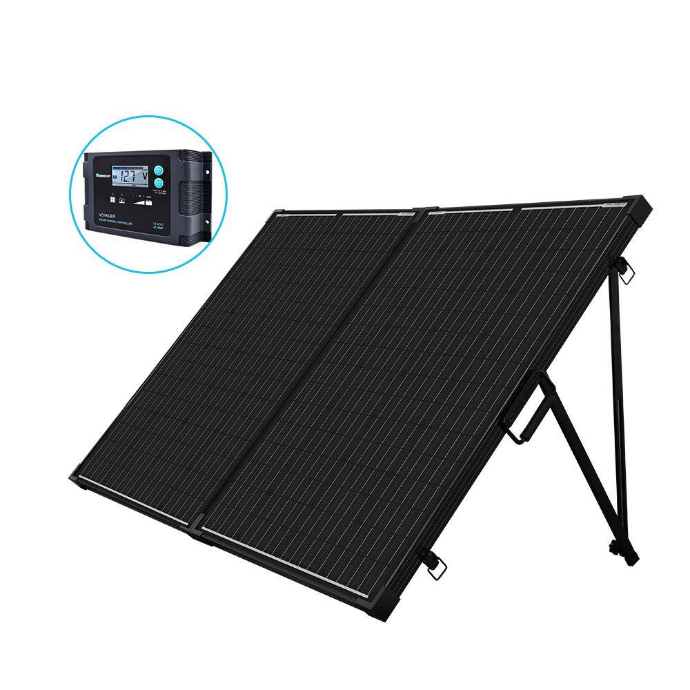 Renogy 200-Watt 12-Volt Foldable Suitcase Off-Grid Solar Kit Built-in Kickstand w Waterproof 20A PWM Voyager Charge Controller RNG-KIT-STCS200D-VOY20