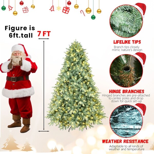 4ft9ft Blue PE/PVC Mixed Prelit Christmas Tree with Warm White LED Lights