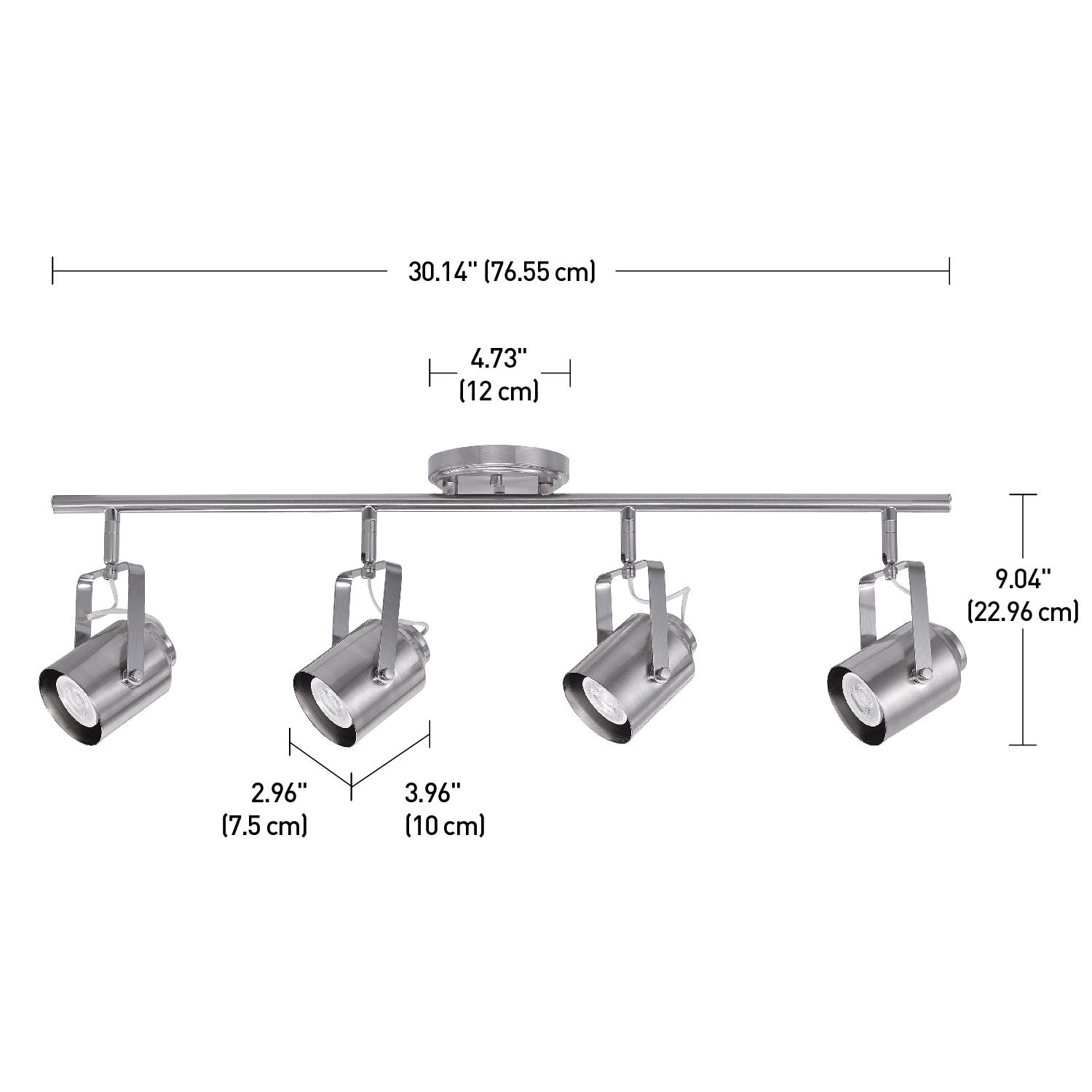 Globe Electric Westmore 4-Light Brushed Nickel Track Lighting， Bulbs Included， 59237