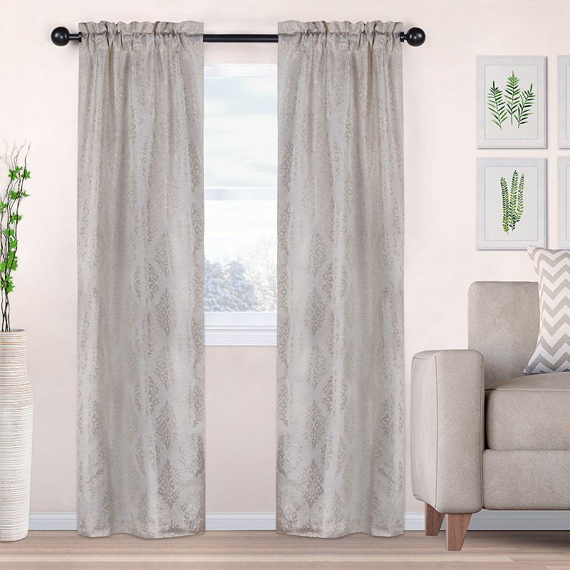 Superior Embroidered Venetian Semi-Sheer Rod Pocket Curtain Set