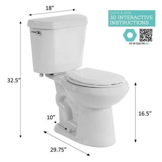 Glacier Bay 10 in. Rough-in 2-Piece 1.28 GPF High Efficiency Single Flush Elongated All-in-One Toilet in White Seat Included N2428E-10