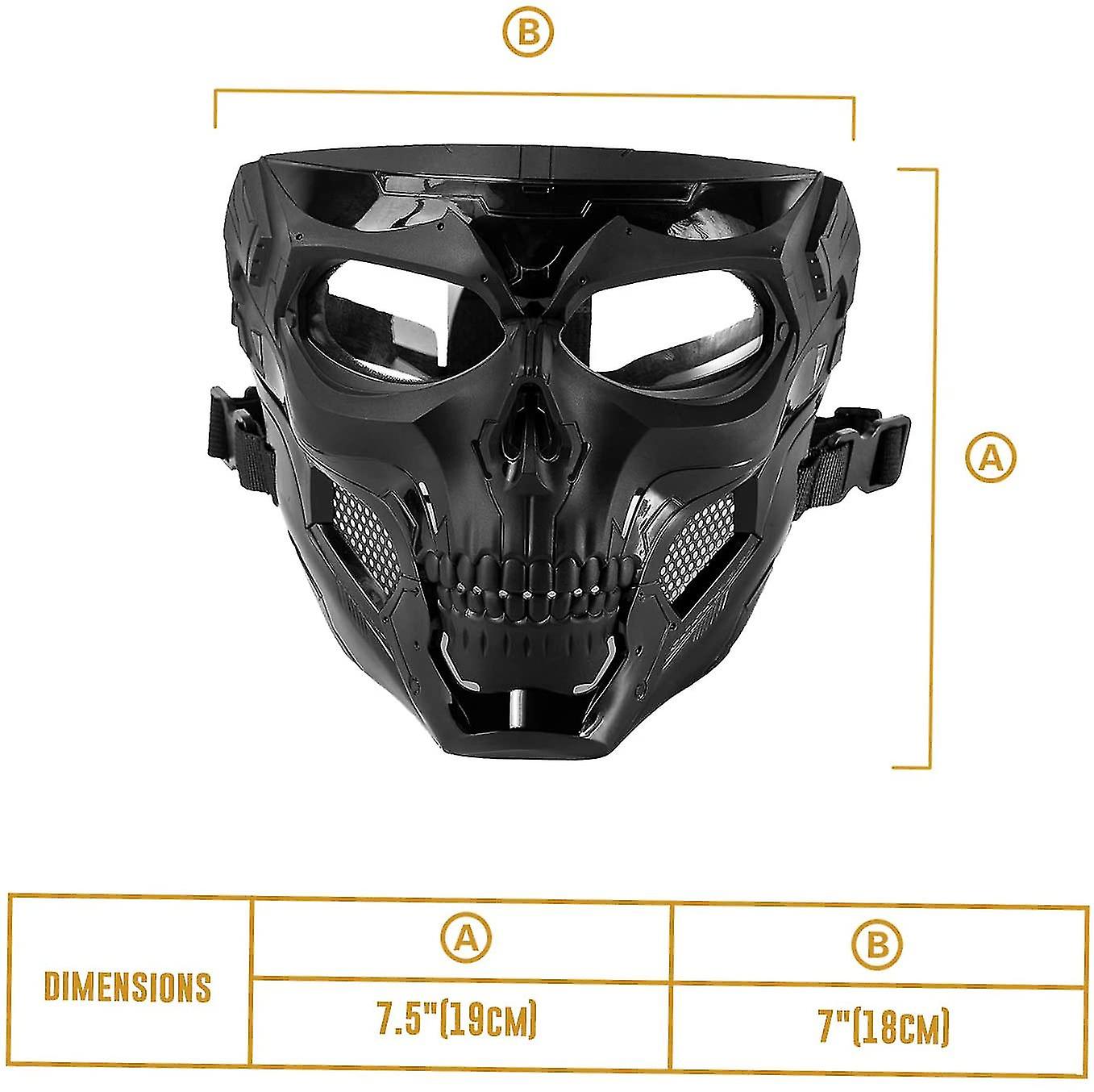 Black Orca Skull Full-face Mask For Airsoft Helmet (black)