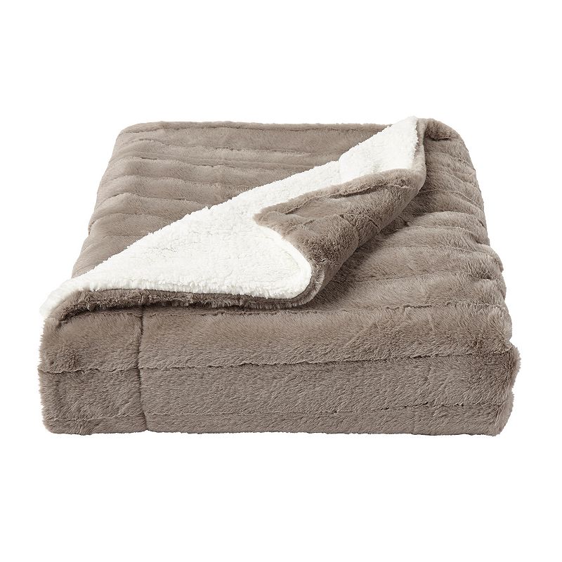 Portsmouth Home Faux Fur Jacquard Throw Blanket