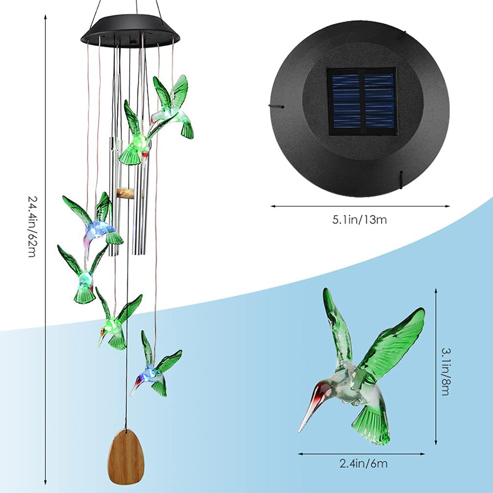 Fangsheng Solar Hummingbird Wind Chimes for Outside， 24