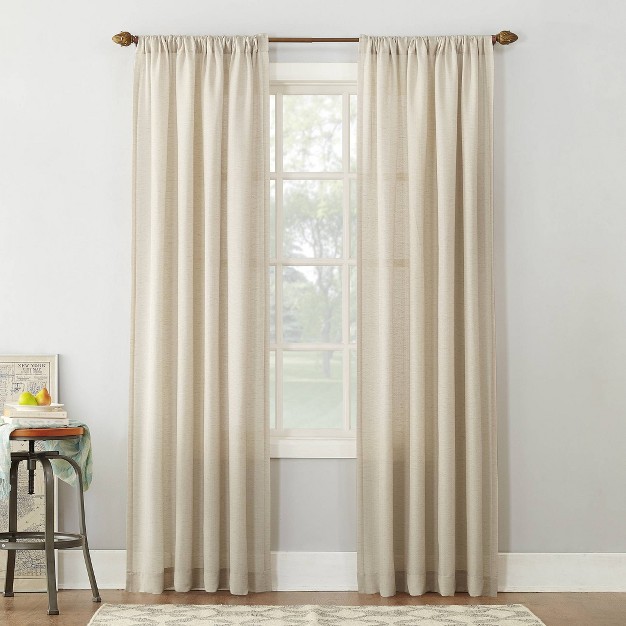 Linen Blend Textured Sheer Rod Pocket Curtain Panel No 918