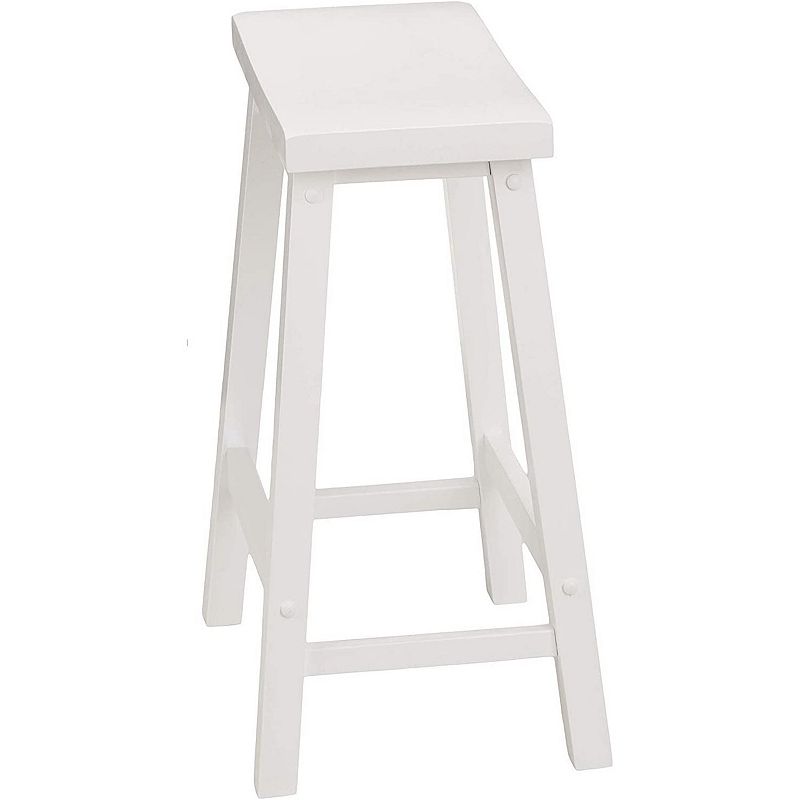 PJ Wood Classic Saddle-Seat 24 Tall Kitchen Counter Stools， White， (Set of 2)