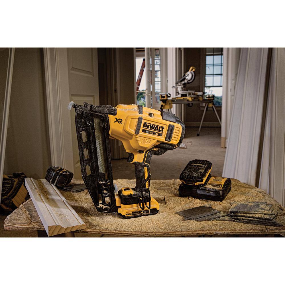 DW 20V MAX XR Lithium-Ion 16-Gauge Cordless Angled Finish Nailer with (2) 2.0Ah Compact Battery Packs DCN660BW203-2