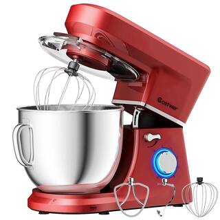 Costway 660W 7.5 qt. . 6-Speed Red Stainless Steel Stand Mixer with Dough Hook Beater EP24647RE