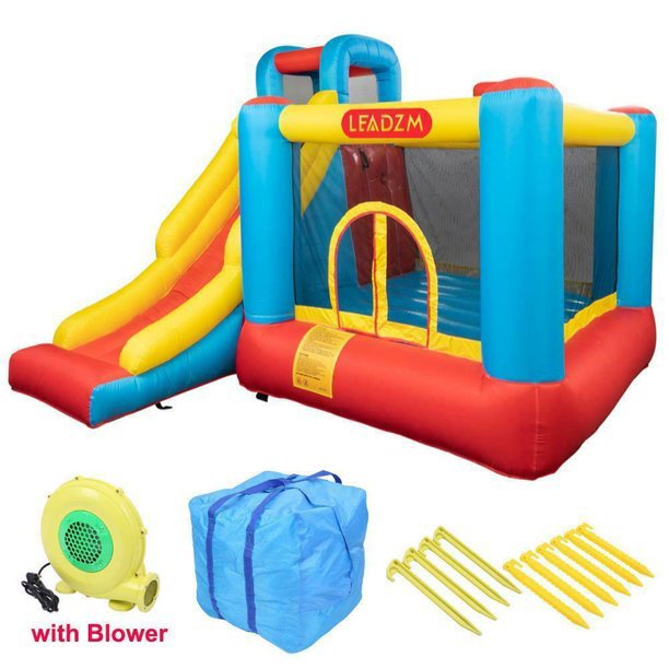 Children's safety inflatable bounce house, 840D Oxford cloth jumping surface, slide, trampoline, including fan, bouncy castle