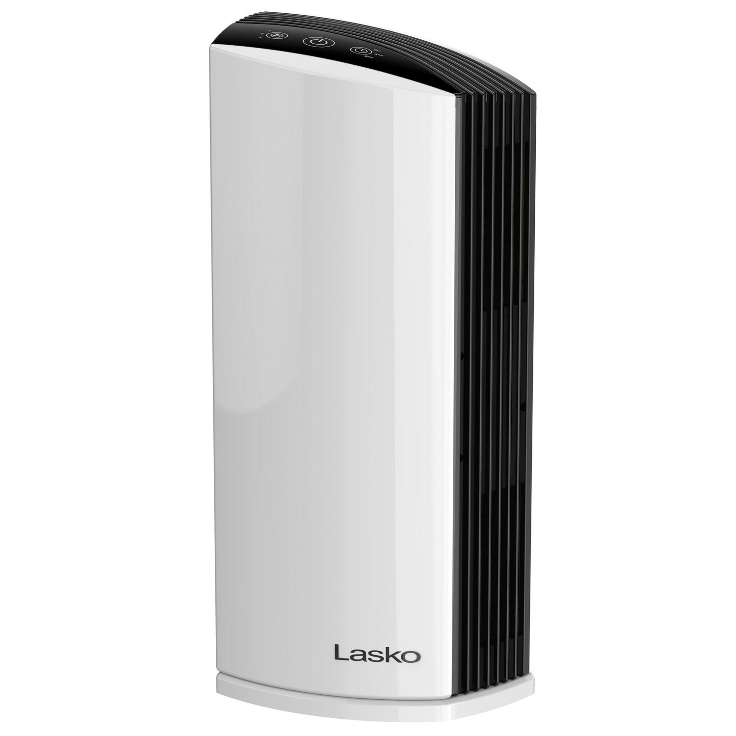 Lasko LP300 HEPA Tower Air Purifier with Timer for a Cleaner， Fresher Home Environment， LP300， White