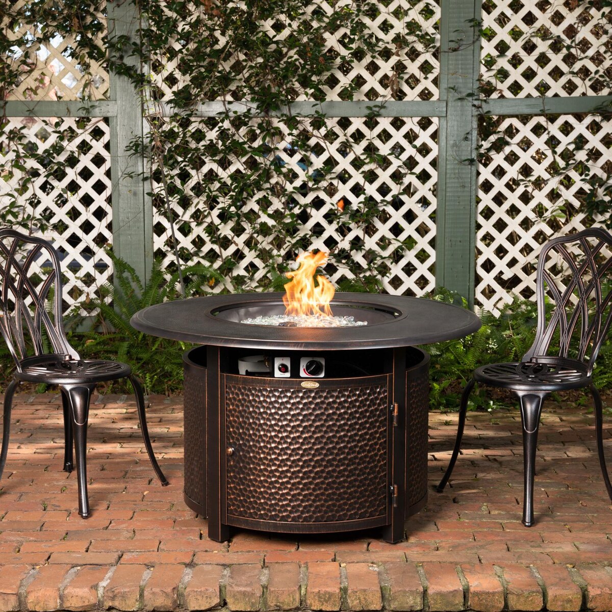 Ultimate Patio Leafview 42-Inch Round Aluminum Propane Fire Pit Table