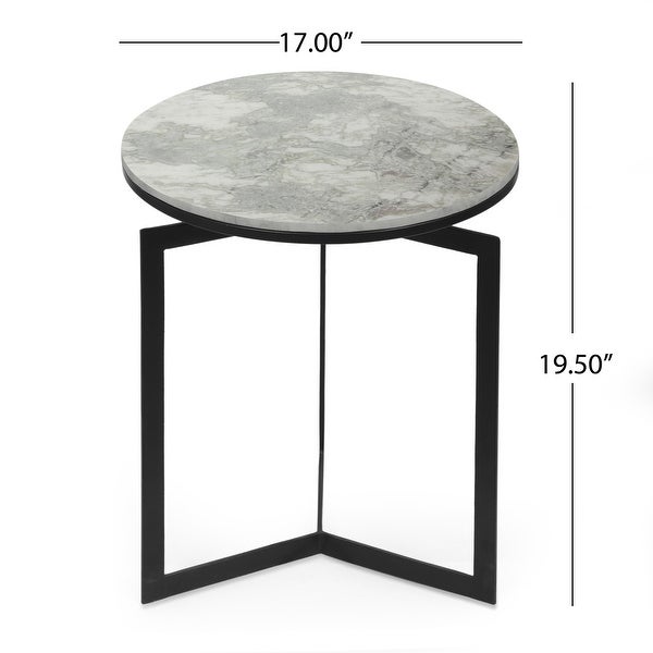 Brenizer Modern Glam Handcrafted Marble Top Side Table by Christopher Knight Home - 17.00