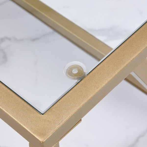 Golden Side Table with Storage Shelf