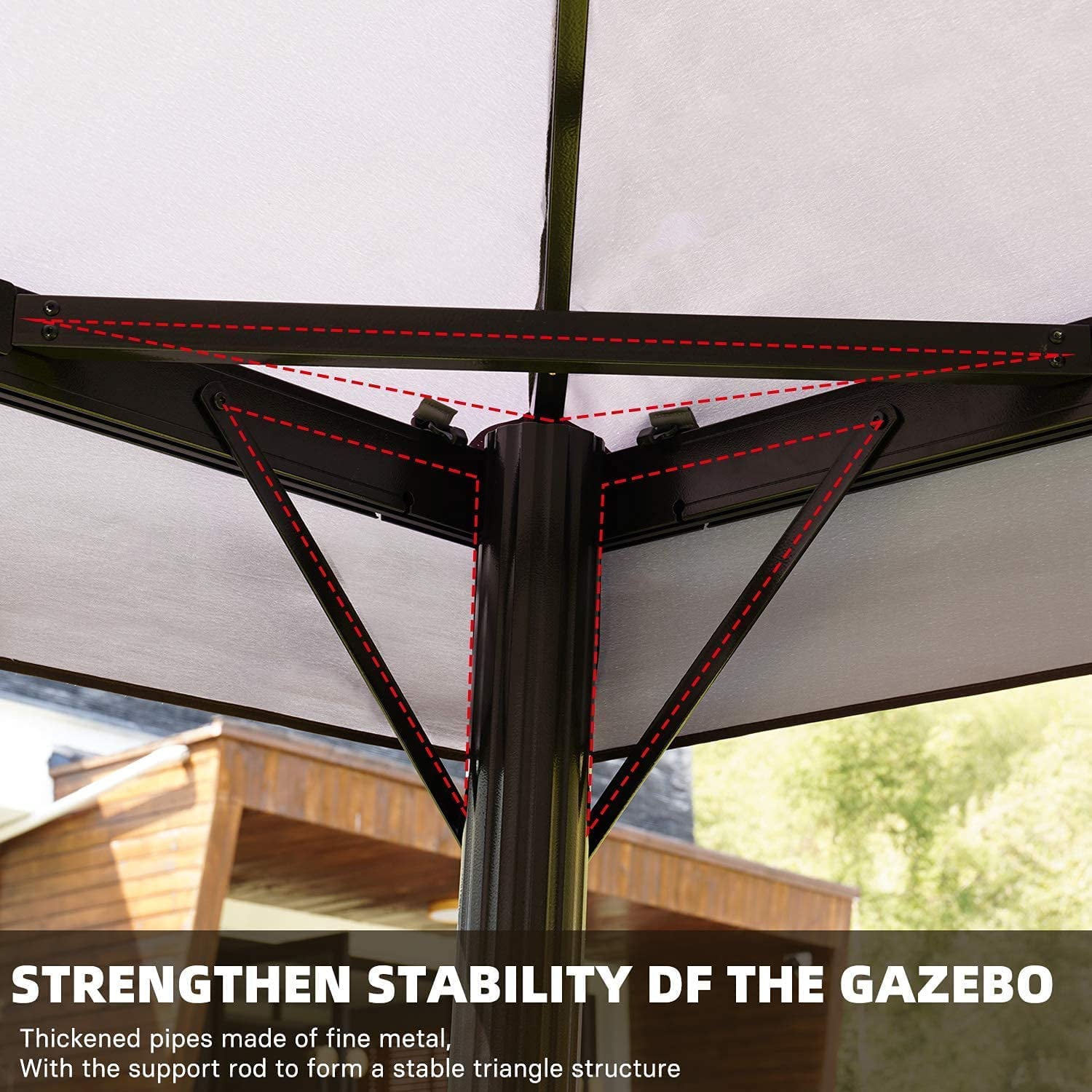 Patio Gazebo, 10x13Ft Gazebo for Patios Outdoor Gazebo with Mosquito Netting and Shade CurtainsSturdy Straight Leg Tent for Deck Backyard Garden, Grey