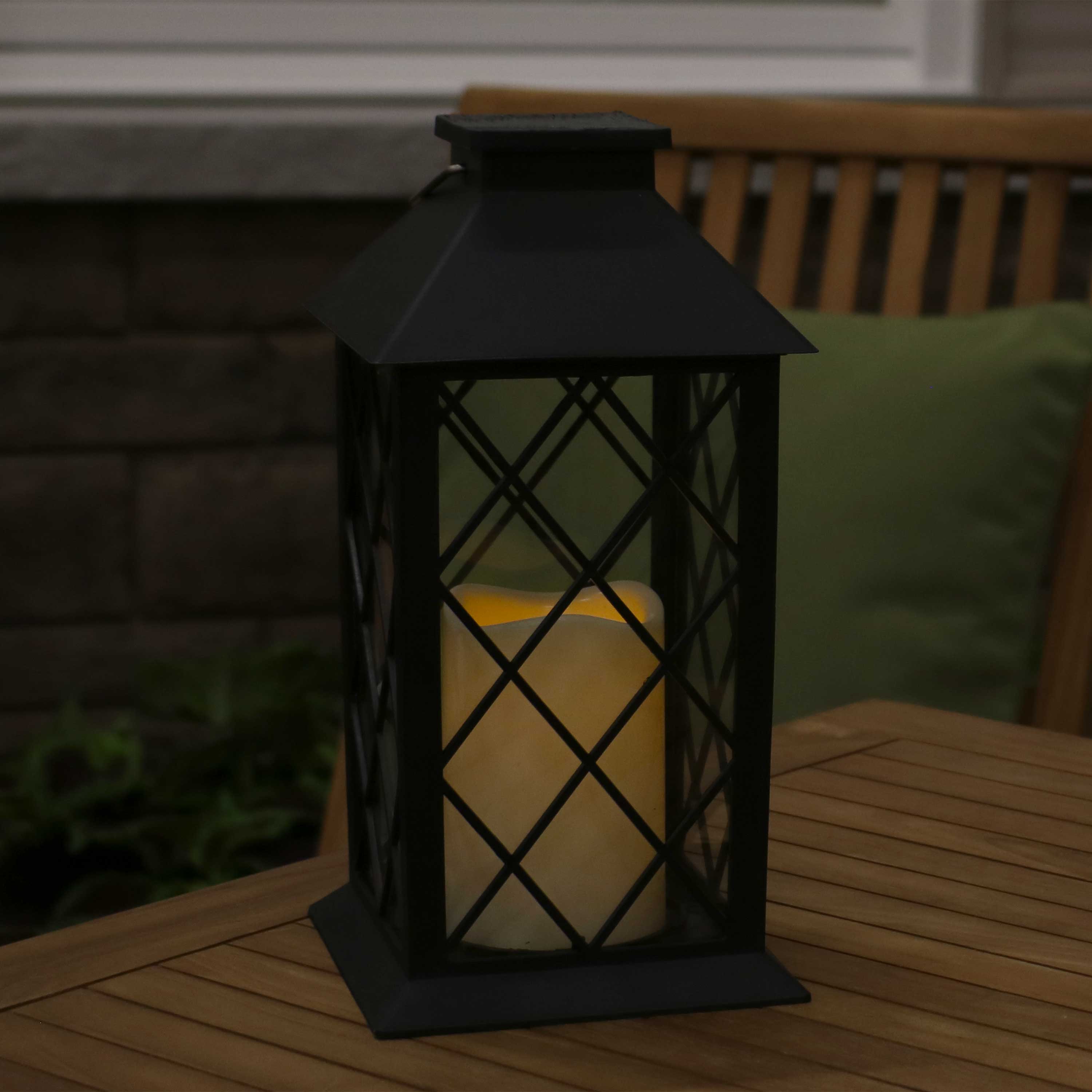 Sunnydaze Outdoor Concord Hanging Tabletop Solar LED Rustic Farmhouse Decorative Candle Lantern - 11