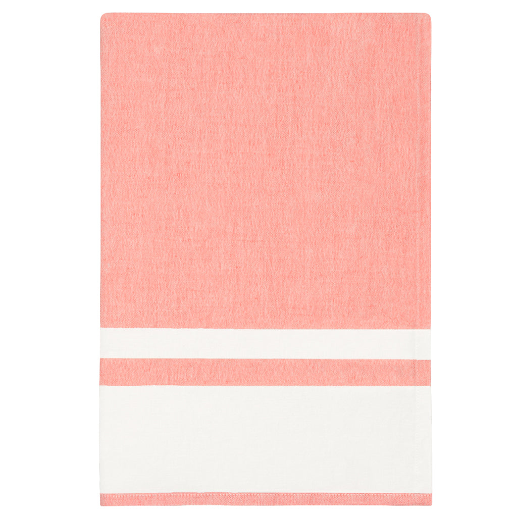 Chambray Stripe Coral Tea Towel