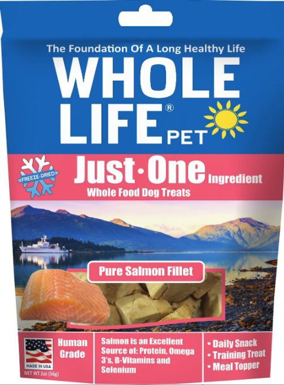 Whole Life Just One Ingredient Pure Salmon Fillet Freeze Dried Dog Treats， 2 Oz.