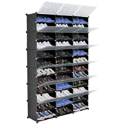 Ktaxon 36 Cubes 72 Pairs Modular Plastic Shoe Storage Cabinet Boxes Expandable 12 Tiers Shoe Rack