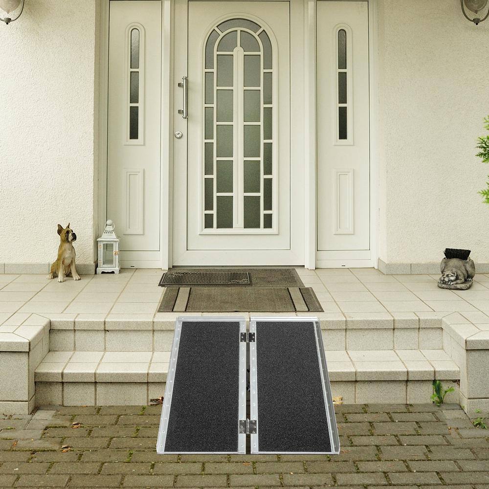 Karl home 3 ft. Portable Aluminum Threshold Ramp Fit For Wheelchair Scooter Doorway Access Door Anti Slip Ramp 616295951677