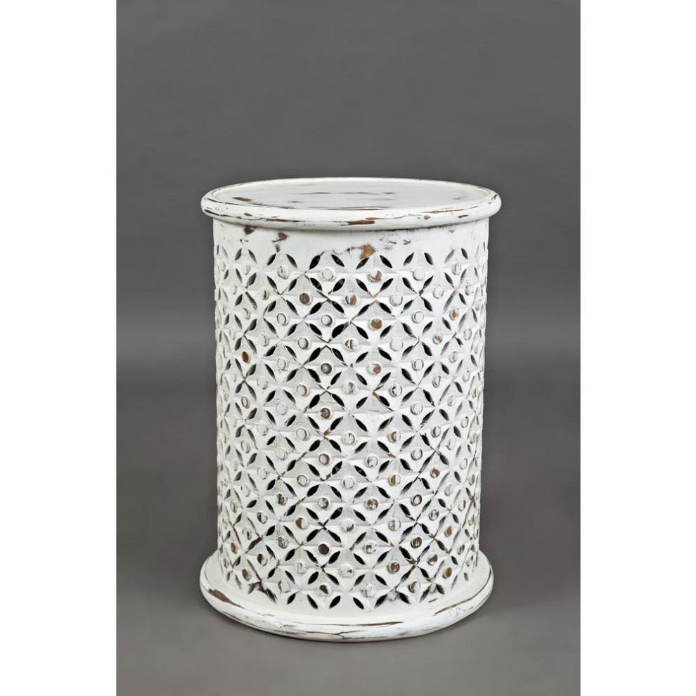 Global Archive Drum Table   Antique White   Traditional   Side Tables And End Tables   by VirVentures  Houzz