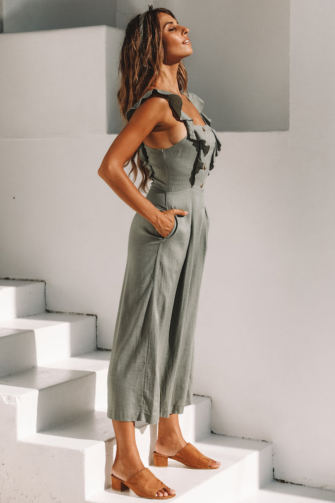 Numb Without Your Kisses Jumpsuit Khaki