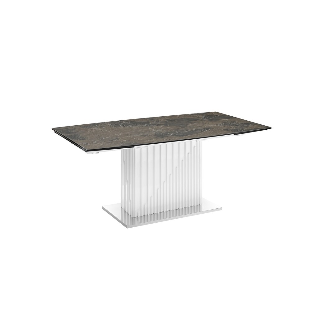 MOON dining table with high gloss white lacquer base.