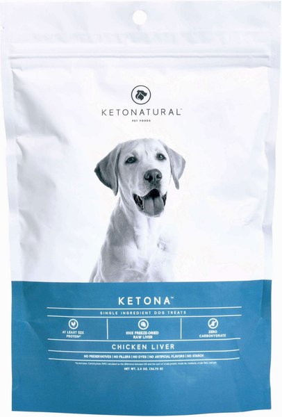 KetoNatural Ketona Single Ingredient Chicken Liver Flavor Freeze-Dried Dog Treats， 2-oz bag