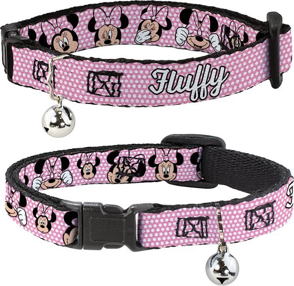 Buckle-Down Disney Minnie Mouse Expressions Polka Dot Personalized Breakaway Cat Collar with Bell