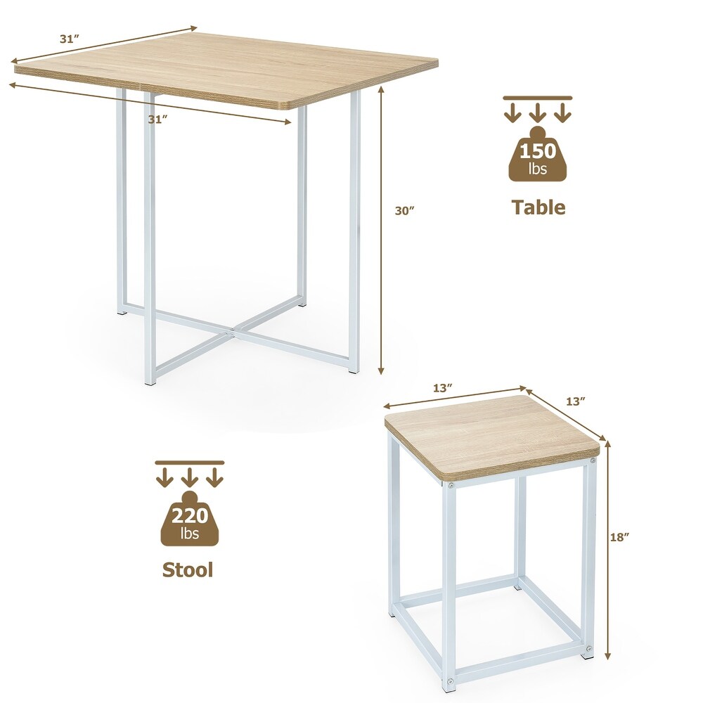 Gymax 5 Piece Dining Table And Chairs Set Metal Legs Compact Space Bar