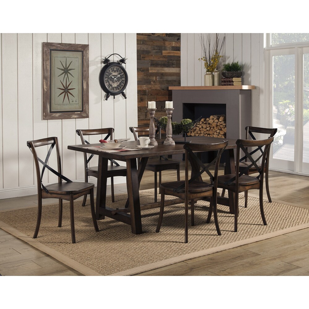 Alpine Arendal Oak Finish Dining Chairs (Set of 2)