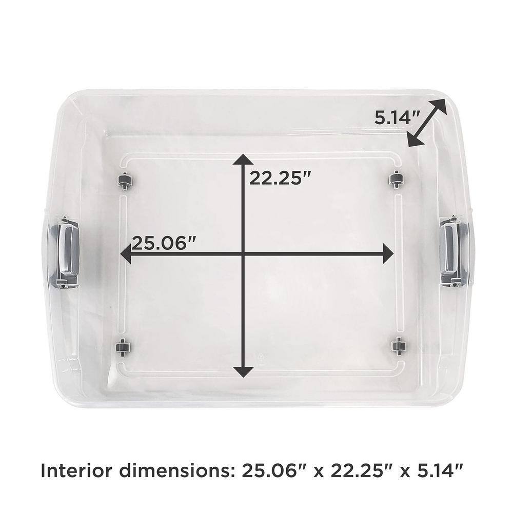 HOMZ 56 qt FullQueen Underbed Clear Plastic Latching Storage Container 4-Pack 2 x 3460CLGRDC.02