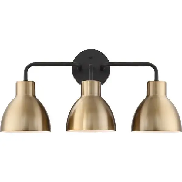 Sloan 3 Light Vanity Matte Black and Burnished Brass Finish