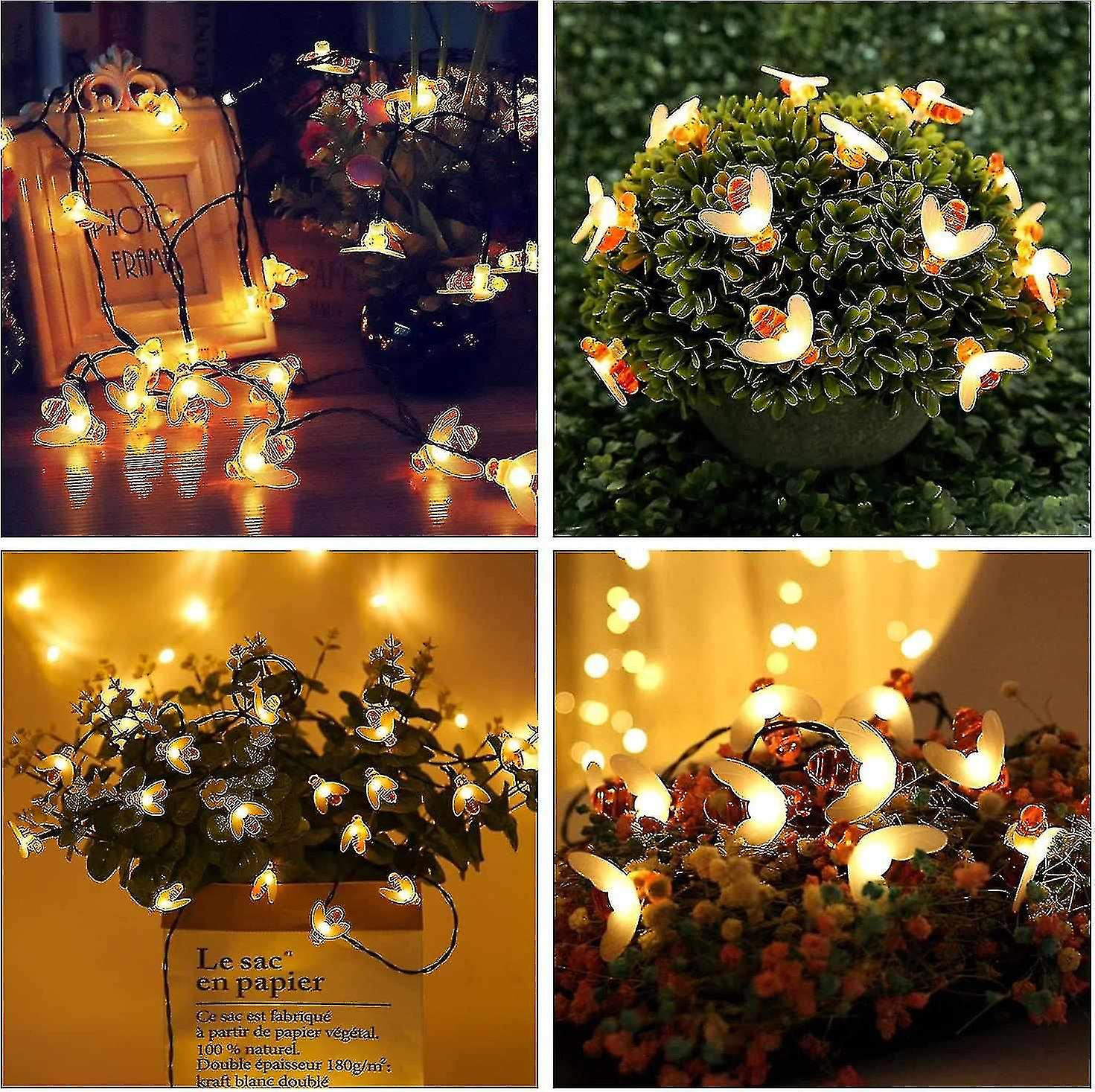 Wabjtam Solar String Lights Bees 30led Outdoor Fairy Lights Waterproof Indoor Garden Patio Christmas