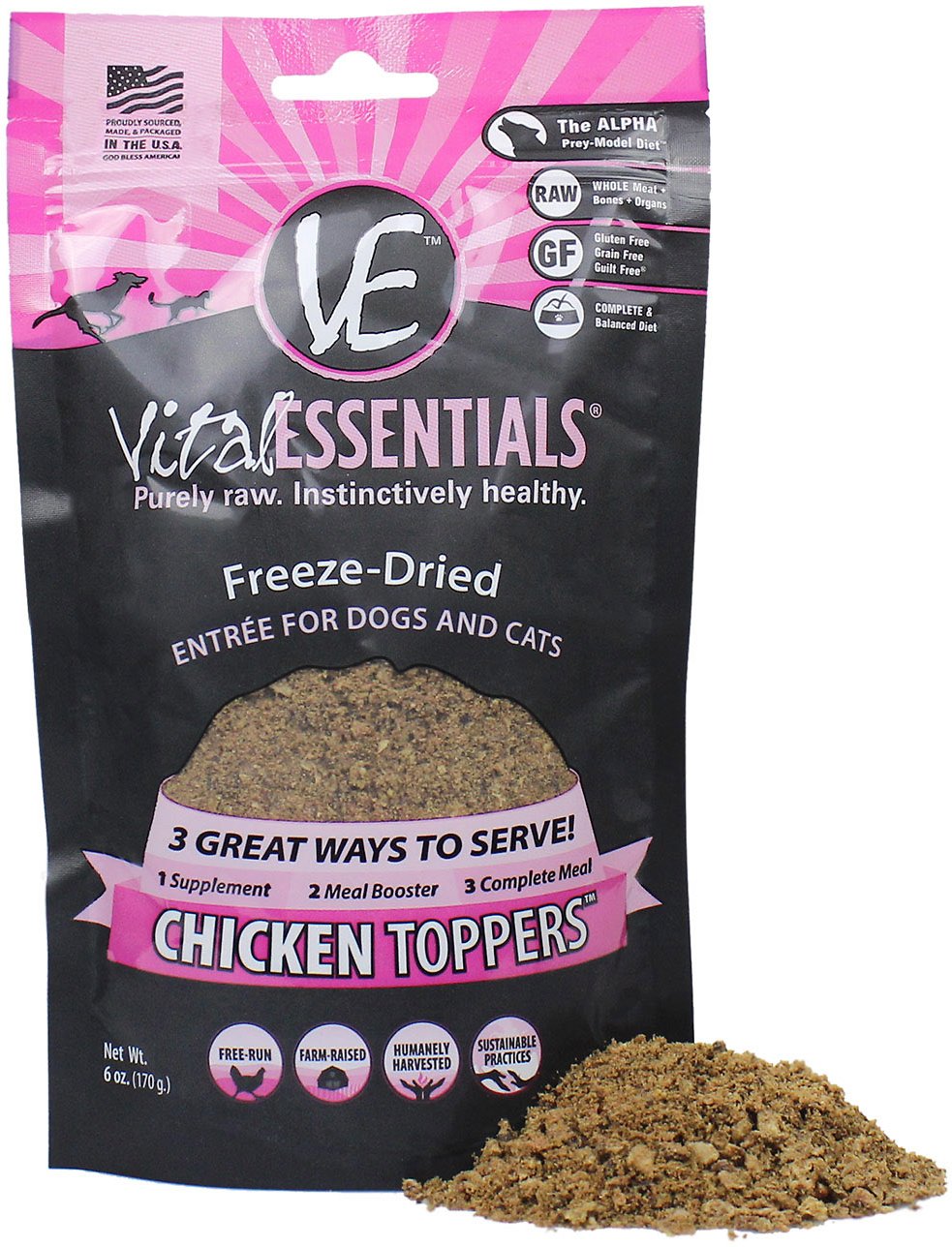 Vital Essentials Chicken Grain Free Freeze Dried Raw Dog and Cat Food To