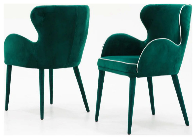 Tori Modern Green Fabric Dining Chair  Set of 2   Midcentury   Dining Chairs   by Rustic Home Furniture Deco  Houzz