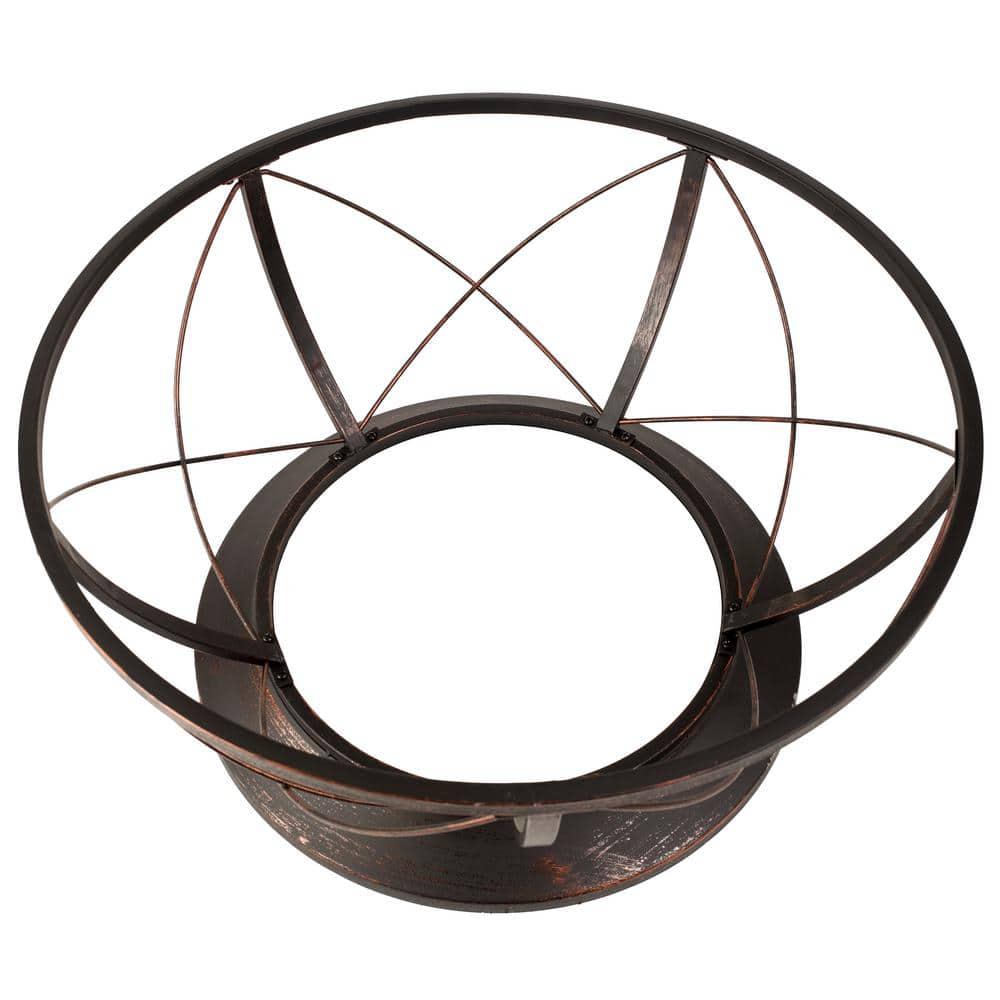 Pleasant Hearth Palmetto 30 in x 19 in Round Steel Wood Fire Pit in Rubbed Bronze with Cooking Grid