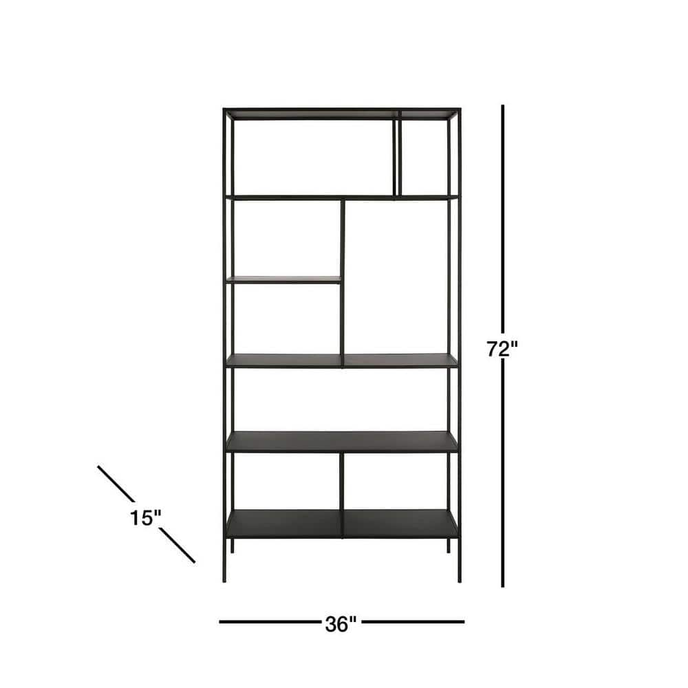 MeyerCross Winthrop 72 in. Blackened Bronze 6-Shelf Bookcase BK0345