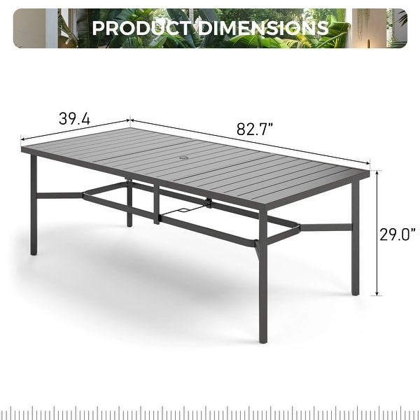 9Piece Patio Dining Set，Metal Table and Foldable Sling Dining Chairs with 7 Levels Adjustable