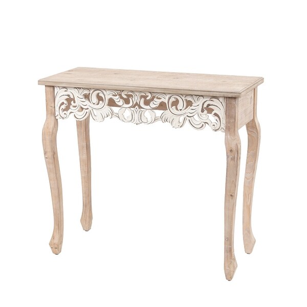 Distressed Natural Wood and White Entry and Console Table