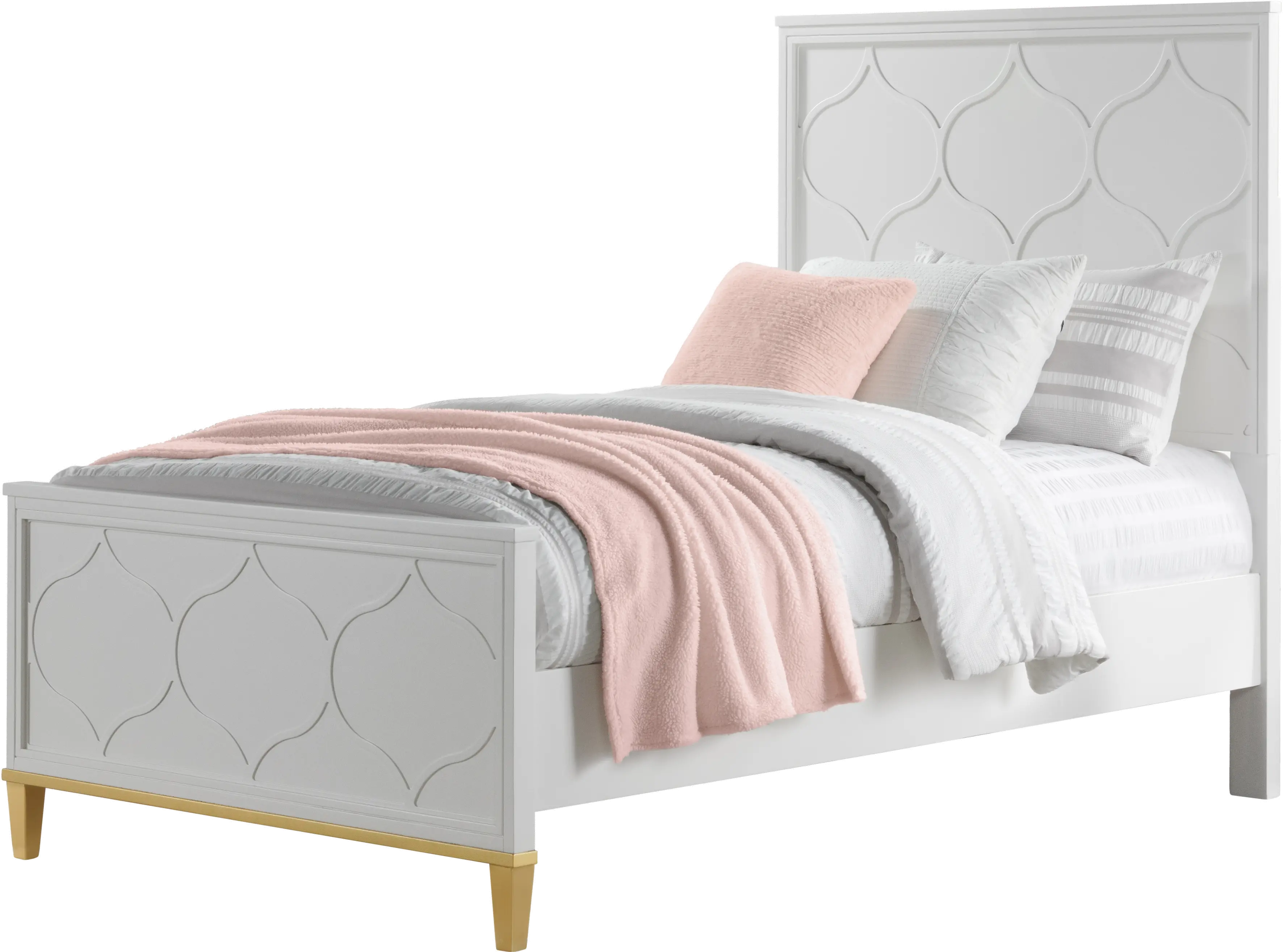 Emma White and Gold Twin Bed