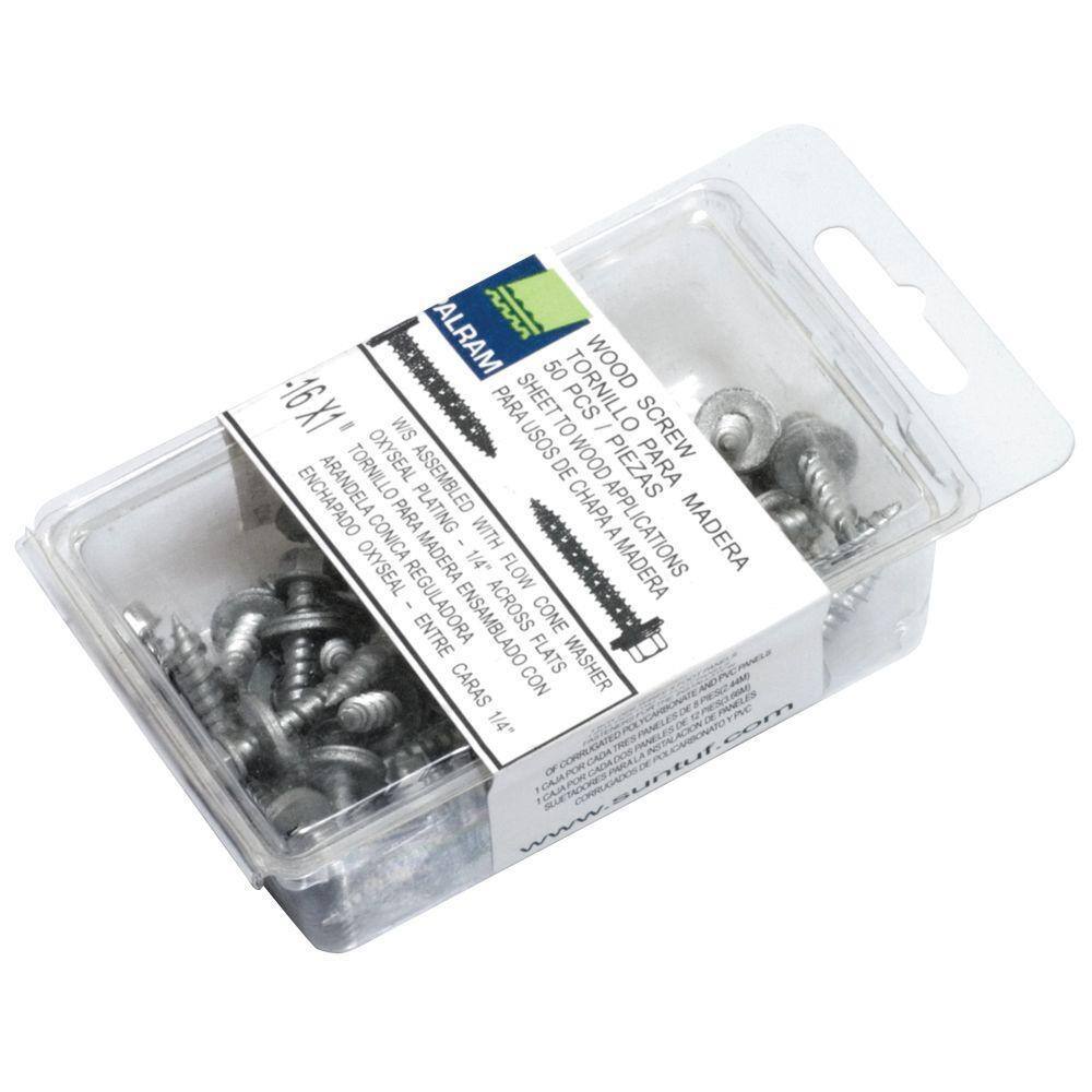 Woodtite 1 in. Hex-Head Wood Screw with EPDM washer (50-Pack) 92522