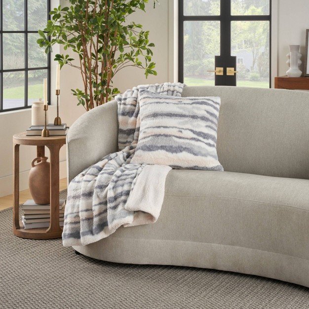 Faux Fur Jacquard Indoor Throw Blanket Mina Victory